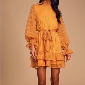 Lulus sweetest marigold ruffle long sleeve dress